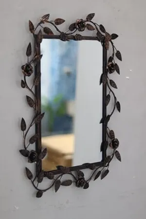 MAISSON Decorative Metal Frame Vertical Wall Mirror Bathroom Mirror Living Room Mirror Color Golden Brush Finish Size 18x24 Inches DMM 21