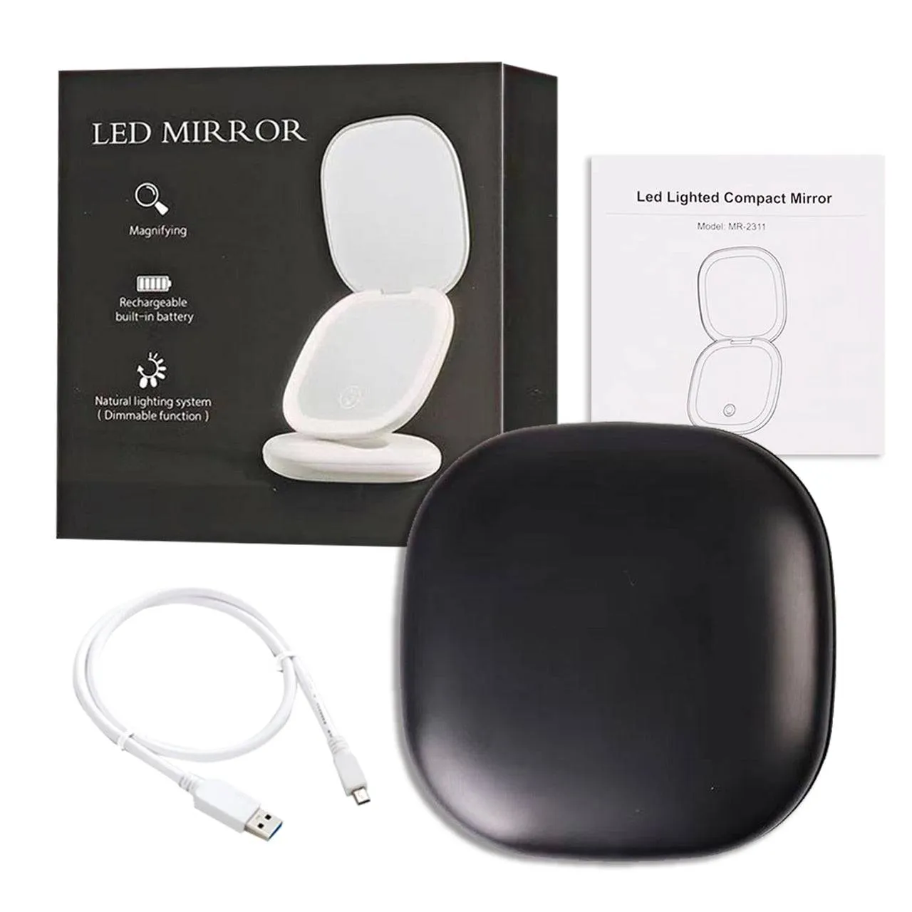 Mini Compact Led Makeup Mirror With Light 5X Magnifying