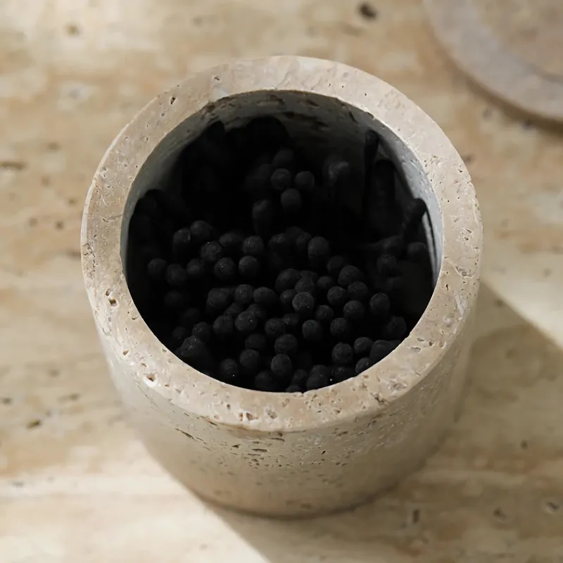 Natural Travertine Stone Storage Container