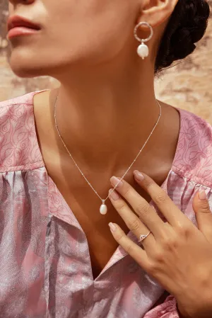 Pearl Briolette Necklace- Silver