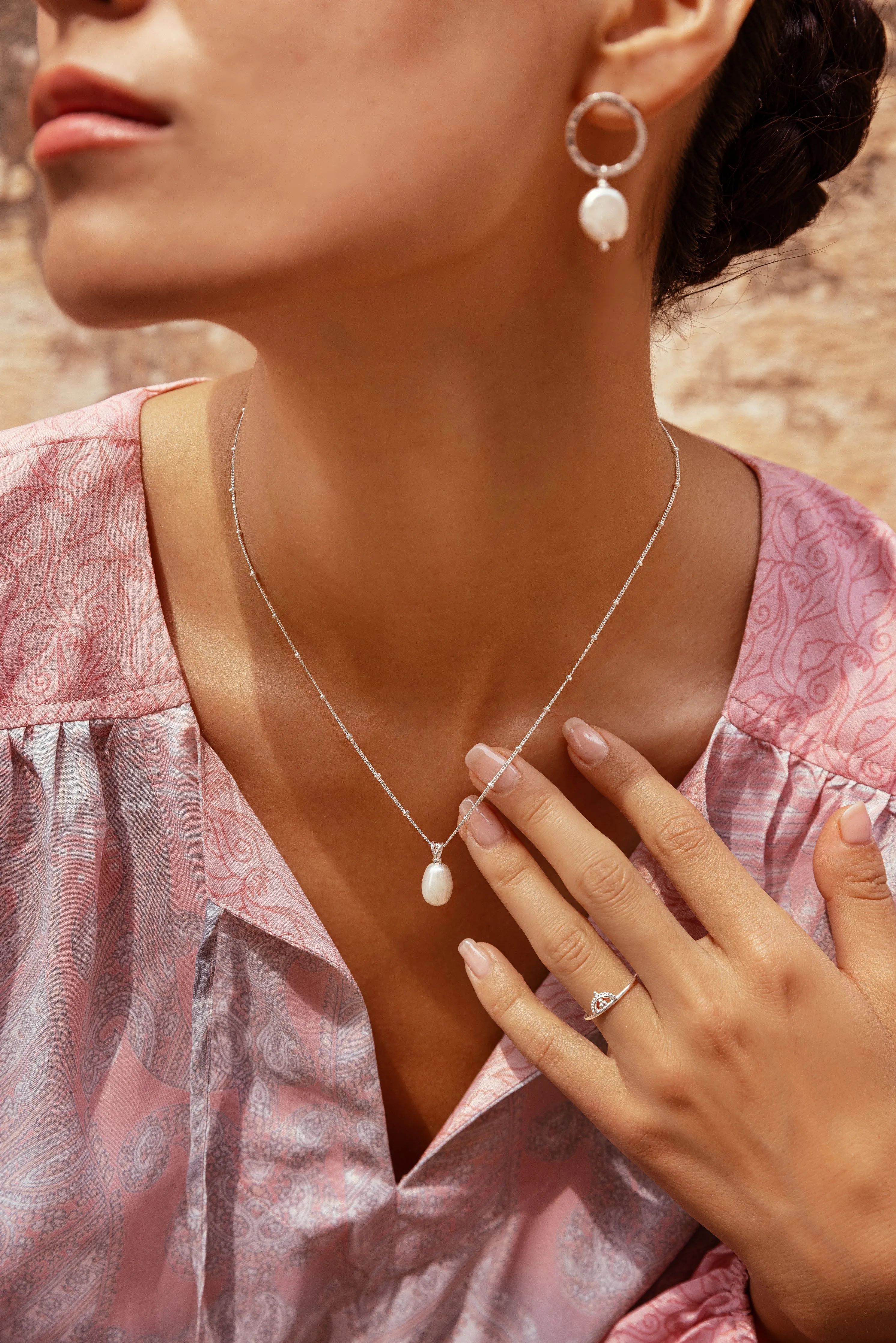 Pearl Briolette Necklace- Silver