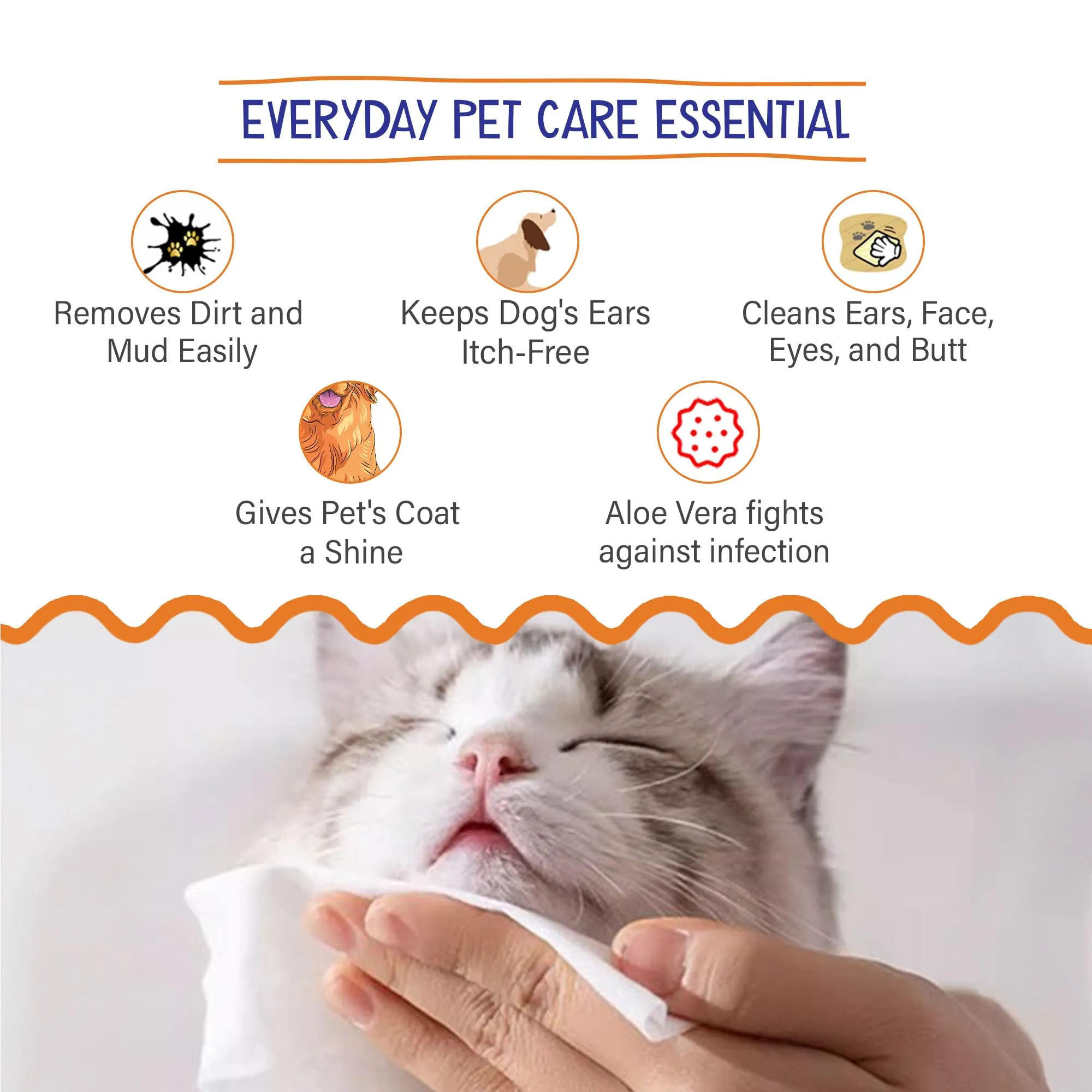 Petvit Pet wipes dogs | Dog wipes for Cleaning and Grooming | Pack of 1-50 Pulls|Petvit Pet Wipes for Dogs | Ear Cleaning Dog Wipes | Aloe vera | Vitamin E | Relieves Ear Itching | Fresh Scent