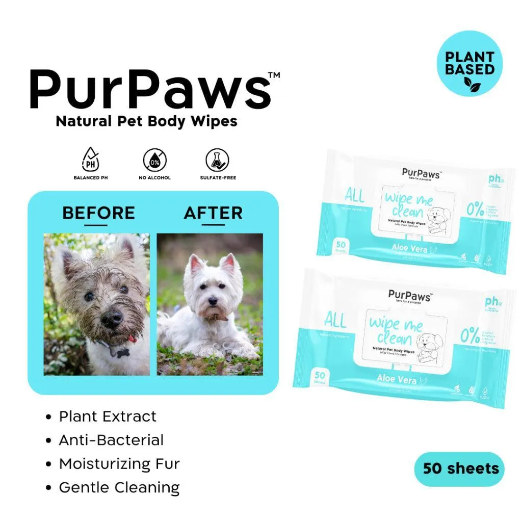 Purpaws Hypoallergenic Pet Cleaning Body Pet Wipes