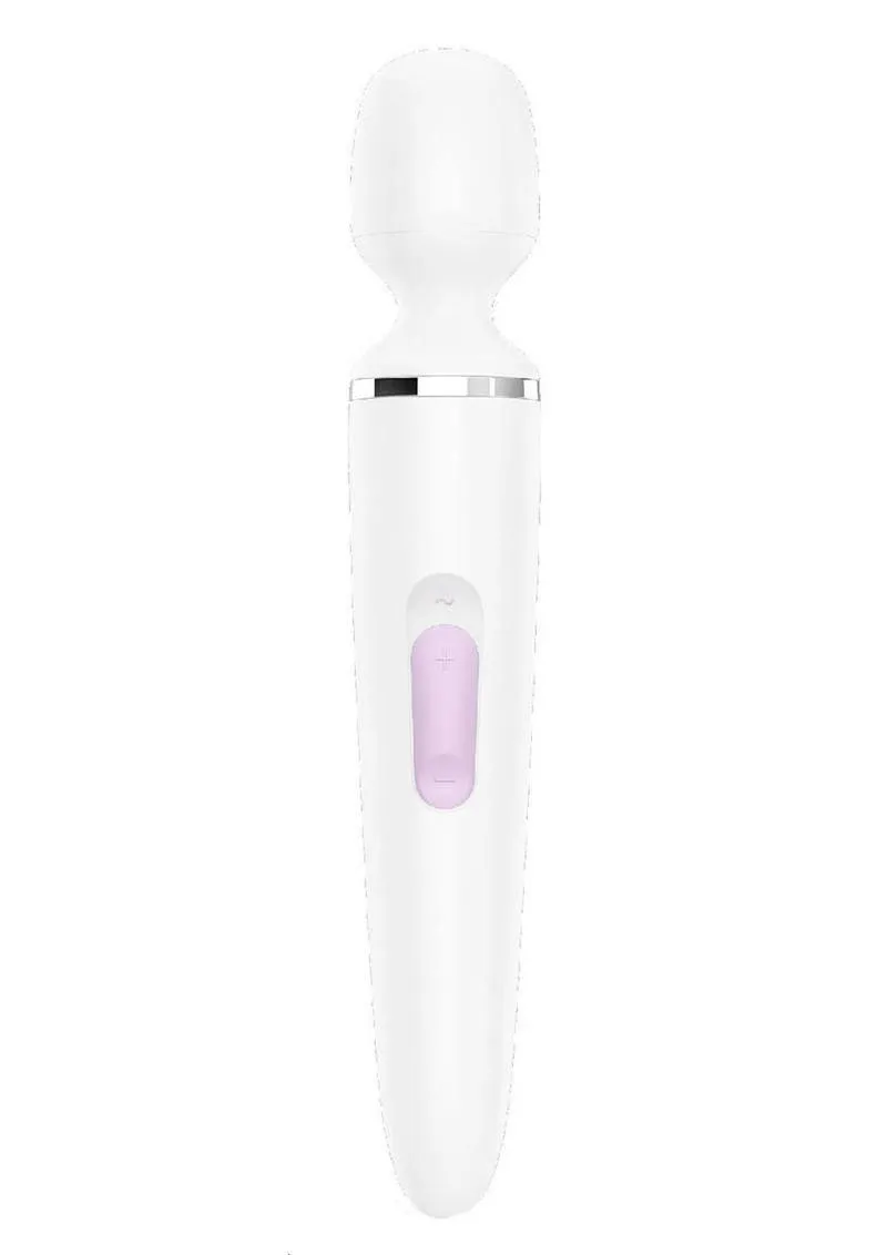 Satisfyer Wand-Er Woman USB Rechargeable Silicone Massager 13in - White/Chrome