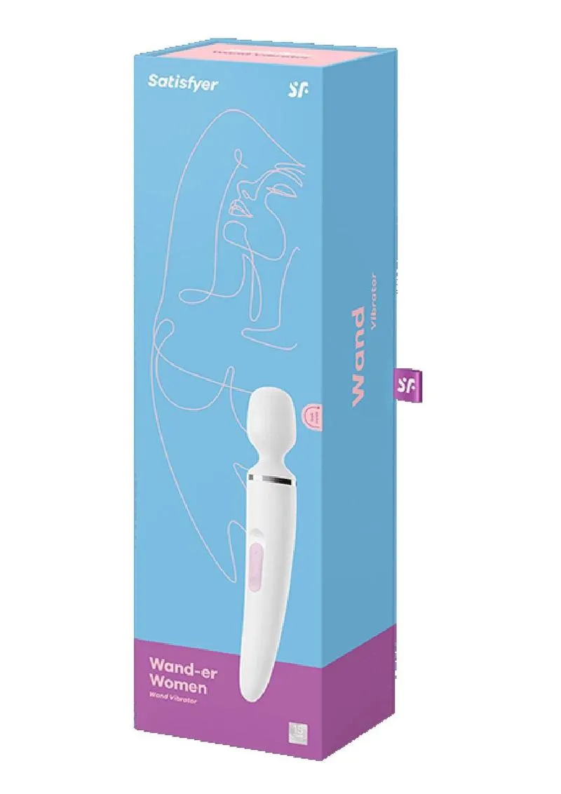 Satisfyer Wand-Er Woman USB Rechargeable Silicone Massager 13in - White/Chrome