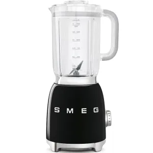 Smeg BLF01BLUK 1.5 Litre 50's Style Jug Blender, 800W, 19.7cm Wide - Black