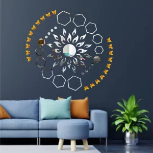 Sun 20 Hexagon Shape Silver 20 Butterfly wall mirrors|acrylic stickers|mirrors|wall mirror stickers|wall mirror decor|stickers for wall|sticker mirror|acrylic mirror|mirror for wall|mirror stickers.63