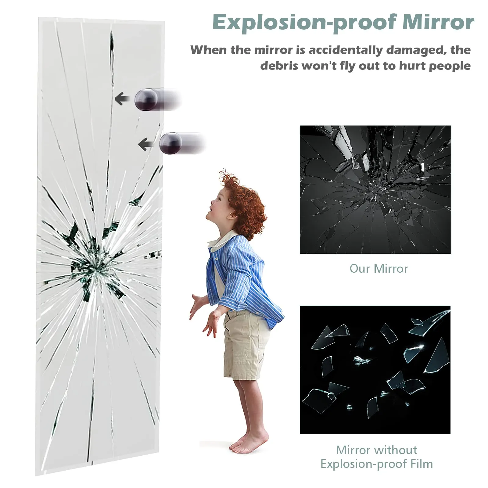 Tangkula Full Length Mirror Wall Mounted , 43 x 15 Inch Rectangle Frameless Mirror w/Beveled Edge, Wall Dressing Mirror