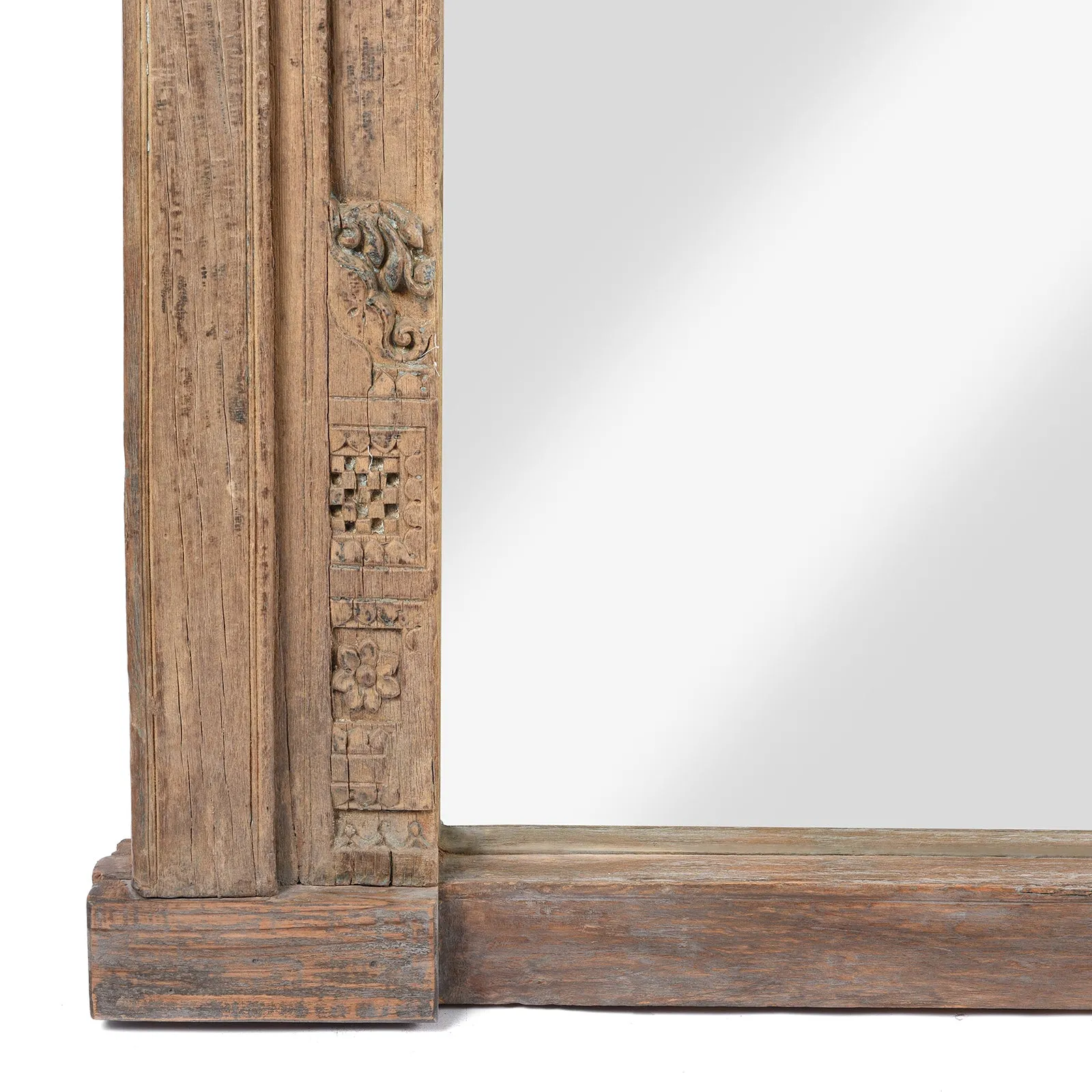 Teak Elephant Door Mirror From Saurashtra - 18thC (143 x 200cm)