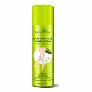 Urban yog Hair Removal Cream Spray for Women | Painless Body Hair Removal Spray for legs, hands, underarm & back (130 ML, Aloe vera (Green))