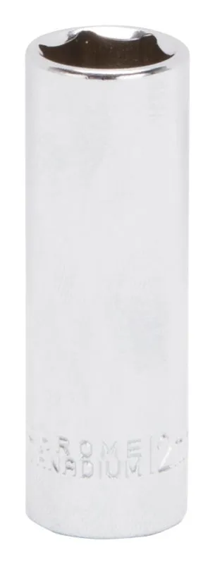 Vulcan MT6487810 Drive Socket, 12 mm Socket, 1/4 in Drive, 6-Point, Chrome Vanadium Steel, Chrome :EA: QUANTITY: 1