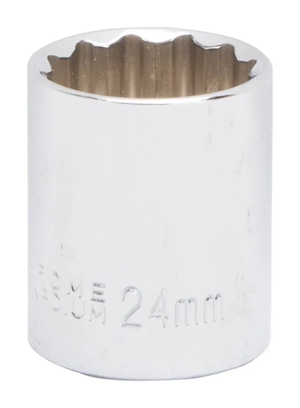 Vulcan MT6534101 Drive Socket, 24 mm Socket, 1/2 in Drive, 12-Point, Chrome Vanadium Steel, Chrome :EA: QUANTITY: 1