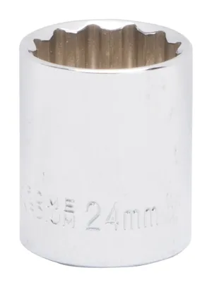 Vulcan MT6534101 Drive Socket, 24 mm Socket, 1/2 in Drive, 12-Point, Chrome Vanadium Steel, Chrome :EA: QUANTITY: 1
