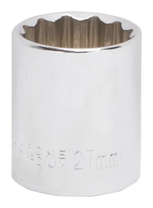 Vulcan MT6534143 Drive Socket, 27 mm Socket, 1/2 in Drive, 12-Point, Chrome Vanadium Steel, Chrome :EA: QUANTITY: 1