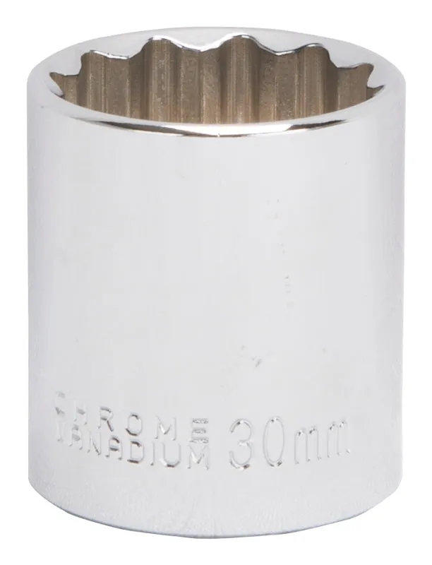 Vulcan MT6534184 Drive Socket, 30 mm Socket, 1/2 in Drive, 12-Point, Chrome Vanadium Steel, Chrome :EA: QUANTITY: 1