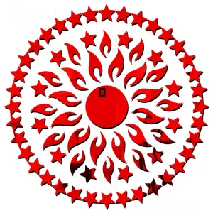 Wall1ders Sun with 50 Star Mirror Stickers for Wall, Acrylic Mirror Wall Decor Sticker, Wall Mirror Stickers, Acrylic Stickers, Wall Stickers for Hall Room, Bed Room, Kitchen. (Golden) (Red)